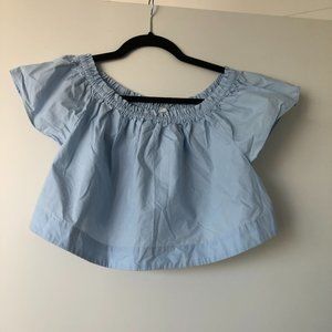 Baby Blue Off Shoulder Crop Top